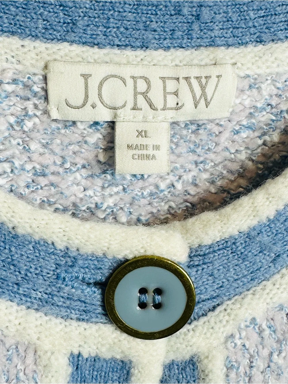 J. Crew Marled Lilac Blue Seascape White Knit Sweater Lady Jacket